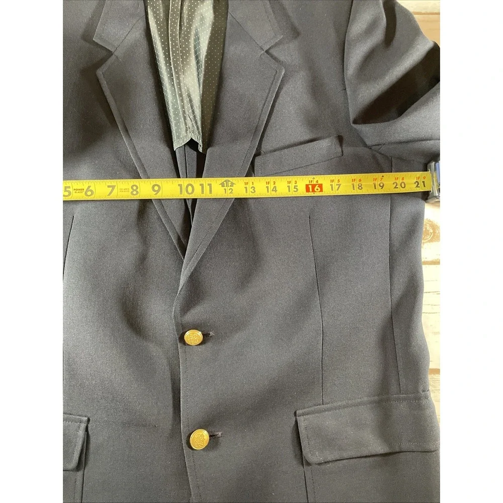 VTG Bronley Mens Navy Blue Blazer with Gold Buttons Renberg's Tulsa Quiet Luxury